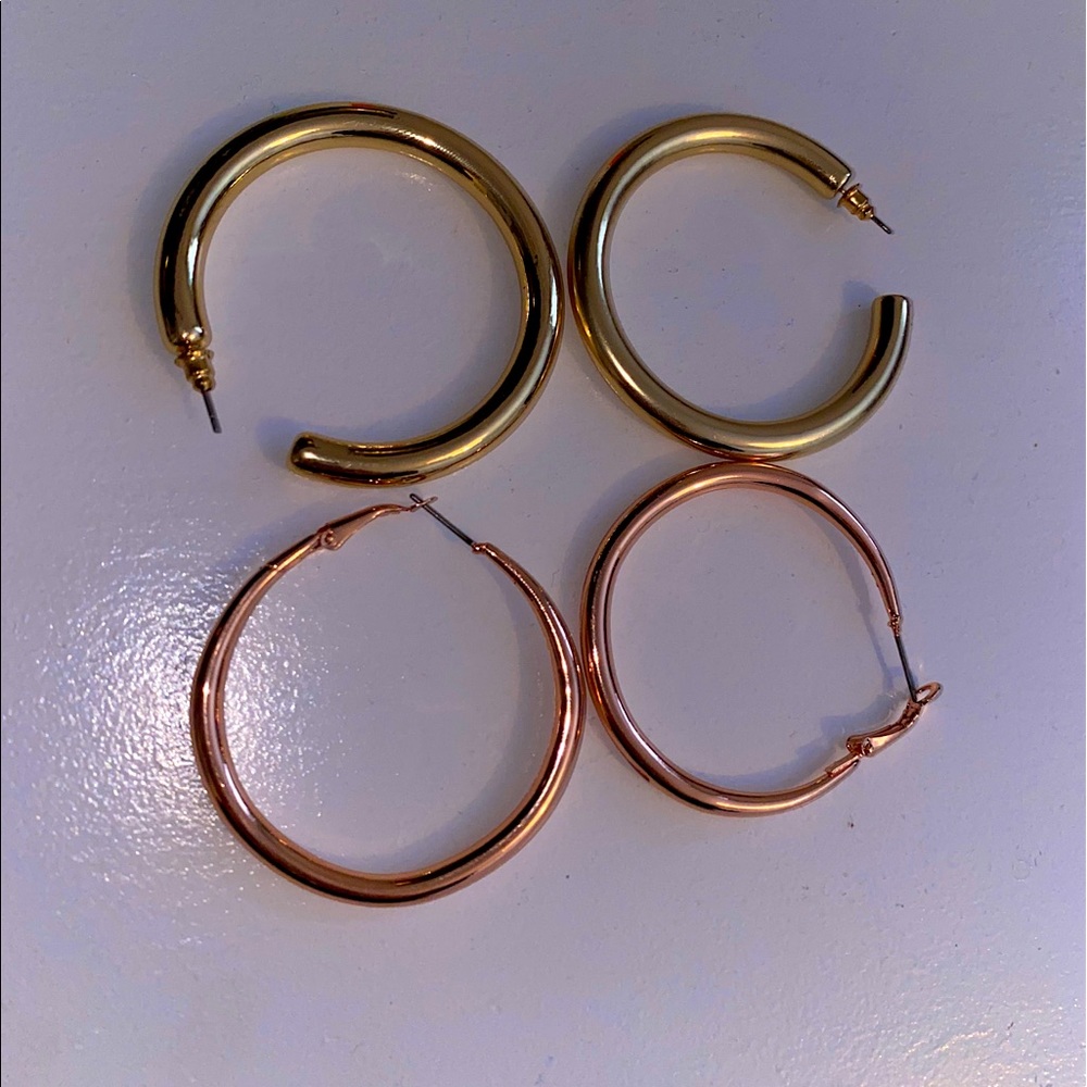Rose gold and gold hoops